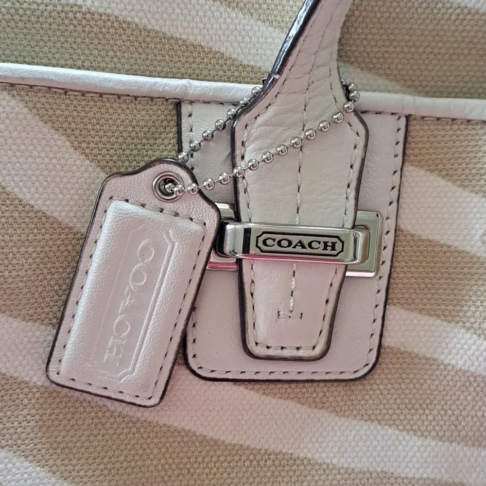 Coach White Tan Zebra Purse - Picture 2 of 16